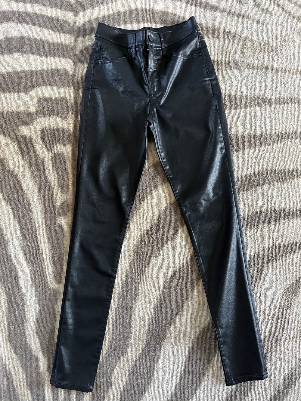 Express Black Skinny Coated Jeans Size 0 Long